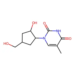 1-[2-hydroxy-4-(hydroxymethyl)cyclopentyl]-5-methylpyrimidin structure
