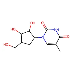1-[2,3-dihydroxy-4-(hydroxymethyl)cyclopentyl]-5-methylpyrimidine-2,4-dione structure