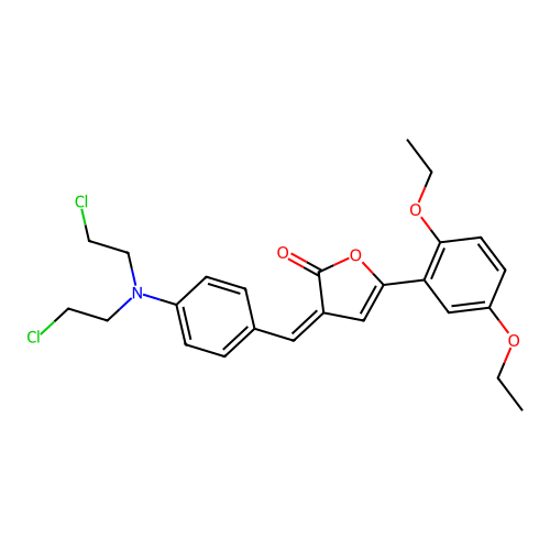 3-{4-[bis(2-chloroethyl)amino]benzylidene}-5-(2,5-diethoxyphenyl)furan-2(3h)-one structure