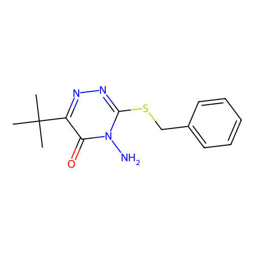 4-Amino-3-benzylsulfanyl-6-tert-butyl-1,2,4-triazin-5-one structure