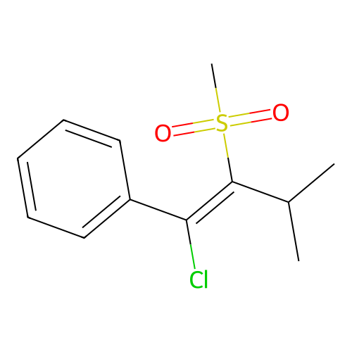 [(E)-1-chloro-3-methyl-2-methylsulfonylbut-1-enyl]benzene structure
