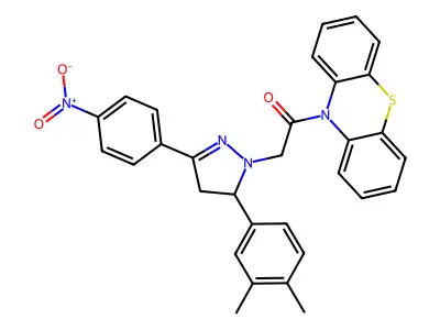 10H-Phenothiazine, 10-((5-(3,4-dimethylphenyl)-4,5-dihydro-3-(4-nitrophenyl)-1H-pyrazol-1-yl)acetyl)- structure