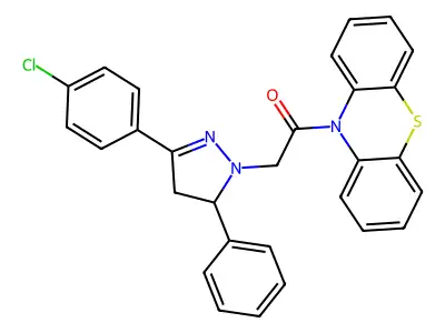 10-((3-(4-Chlorophenyl)-4,5-dihydro-5-phenyl-1H-pyrazol-1-yl)acetyl)-10H-phenothiazine structure