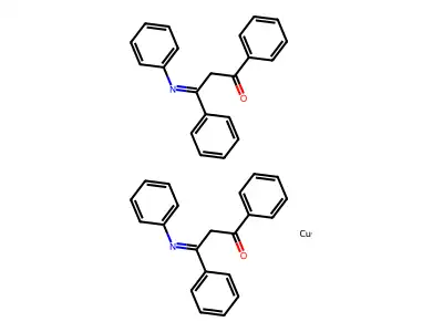Copper;bis(1,3-diphenyl-3-phenyliminopropan-1-one) structure