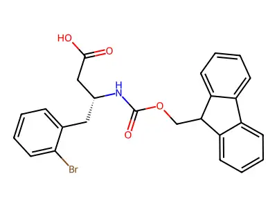(S)-3-((((9H-Fluoren-9-yl)methoxy)carbonyl)amino)-4-(2-bromophenyl)butanoic acid structure