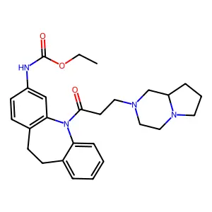 Carbamic acid, (5-(3-(hexahydropyrrolo(1,2-a)pyrazine-2(1H)-yl)-1-oxopropyl)-10,11-dihydro-5H-dibenz(b,f)azepin-3-yl)-, ethyl ester structure