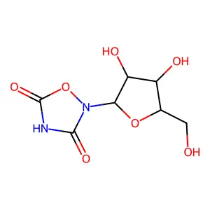 2-[3,4-Dihydroxy-5-(hydroxymethyl)oxolan-2-yl]-1,2,4-oxadiazolidine-3,5-dione structure