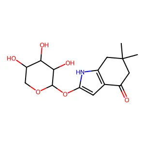 2-beta-D-Lyxopyranosyl-6,6-dimethyl-4,5,6,7-tetrahydroindol-4-one structure