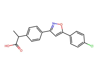 Benzeneacetic acid, 4-(5-(4-chlorophenyl)-3-isoxazolyl)-alpha-methyl- structure