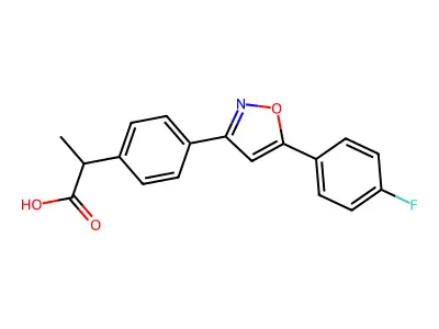 Benzeneacetic acid, 4-(5-(4-fluorophenyl)-3-isoxazolyl)-alpha-methyl- structure