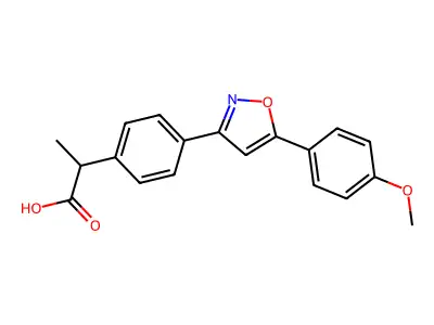 Benzeneacetic acid, 4-(5-(4-methoxyphenyl)-3-isoxazolyl)-alpha-methyl- structure