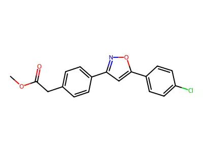 Benzeneacetic acid, 4-(5-(4-chlorophenyl)-3-isoxazolyl)-, methyl ester structure
