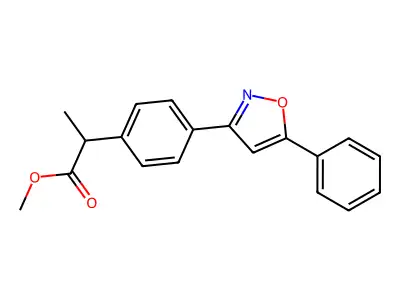 Benzeneacetic acid, alpha-methyl-4-(5-phenyl-3-isoxazolyl)-, methyl ester structure