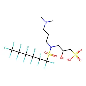 3-{[3-(Dimethylamino)propyl](perfluorohexane-1-sulfonyl)amino}-2-hydroxypropane-1-sulfonic acid structure