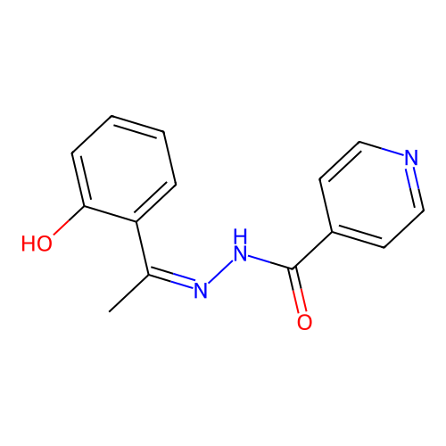 N-[1-(2-hydroxyphenyl)ethylideneamino]pyridine-4-carboxamide structure