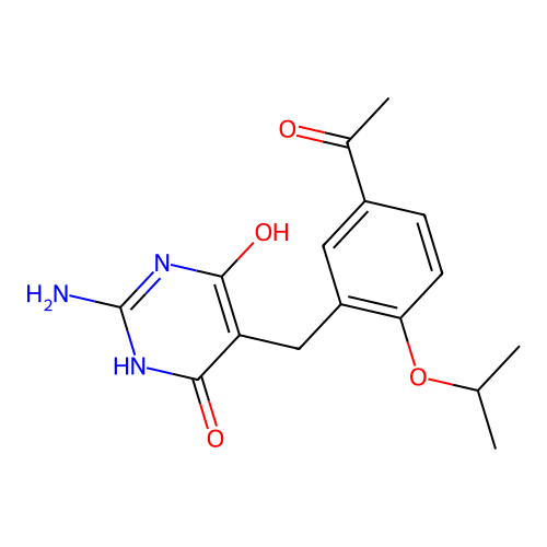 1-[3-(2-Amino-4,6-dihydroxy-pyrimidin-5-ylmethyl)-4-isopropoxy-phenyl]-ethanone structure