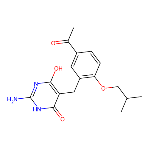 1-[3-(2-Amino-4,6-dihydroxy-pyrimidin-5-ylmethyl)-4-isobutoxy-phenyl]-ethanone structure