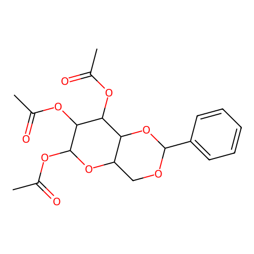 Tri-O-acetyl-4,6-O-benzylidene-D-glucopyranose structure