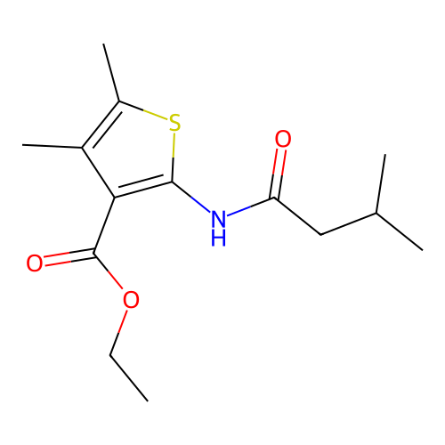 Ethyl 4,5-dimethyl-2-(3-methylbutanamido)thiophene-3-carboxylate structure