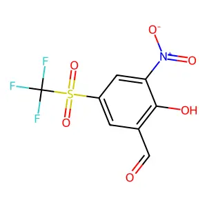 2-Hydroxy-3-nitro-5-(trifluoromethylsulfonyl)benzaldehyde structure