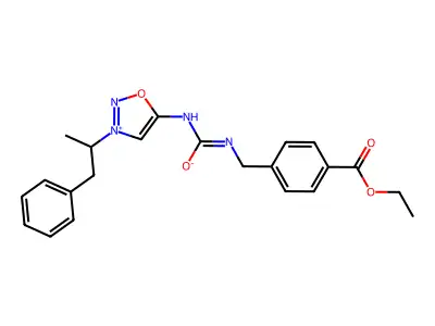 Sydnone imine, N-(((4-(ethoxycarbonyl)phenyl)methyl)amino)carbonyl)-3-(1-methyl-2-phenylethyl)- structure