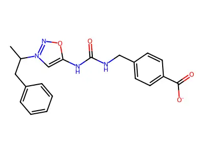 N-((((4-Carboxyphenyl)methyl)amino)carbonyl)-3-(1-methyl-2-phenylethyl)sydnone imine structure
