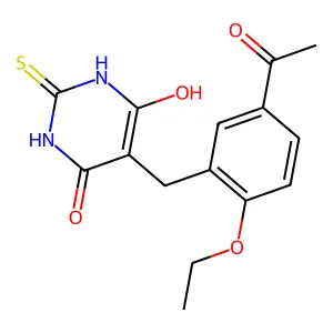 5-[(5-acetyl-2-ethoxyphenyl)methyl]-6-hydroxy-2-sulfanylidene-1H-pyrimidin-4-one structure