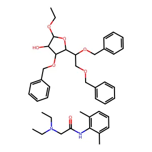 Lidocaine mixture with tribenoside structure