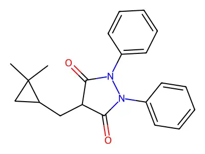 3,5-Pyrazolidinedione, 4-((2,2-dimethylcyclopropyl)methyl)-1,2-diphenyl- structure