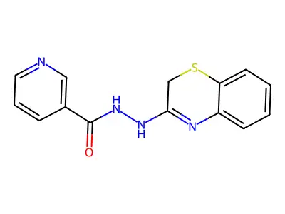 3-Pyridinecarboxylic acid, 2-(2H-1,4-benzothiazin-3-yl)hydrazide structure
