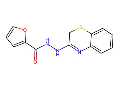 2-Furancarboxylic acid, 2-(2H-1,4-benzothiazin-3-yl)hydrazide structure