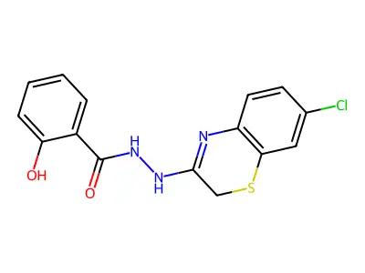 Benzoic acid, 2-hydroxy-, 2-(7-chloro-2H-1,4-benzothiazin-3-yl)hydrazide structure