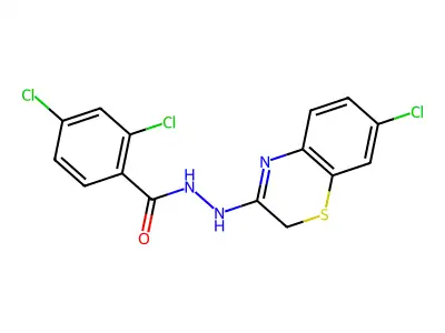 Benzoic acid, 2,4-dichloro-, 2-(7-chloro-2H-1,4-benzothiazin-3-yl)hydrazide structure