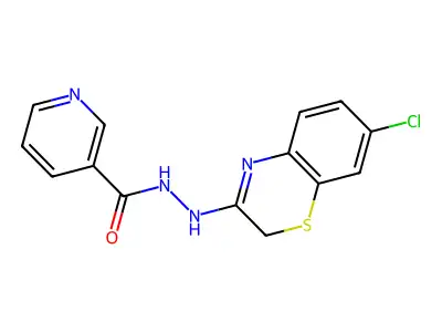 3-Pyridinecarboxylic acid, 2-(7-chloro-2H-1,4-benzothiazin-3-yl)hydrazide structure