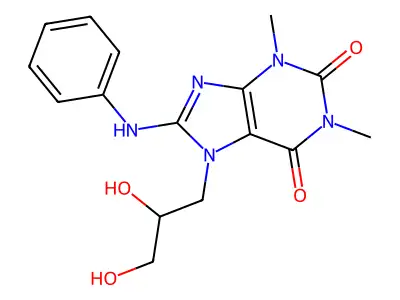 8-Anilino-7-(2,3-dihydroxypropyl)theophylline structure