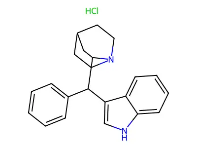 Quinuclidine, 2-(alpha-(3-indolyl)benzyl)-, monohydrochloride structure
