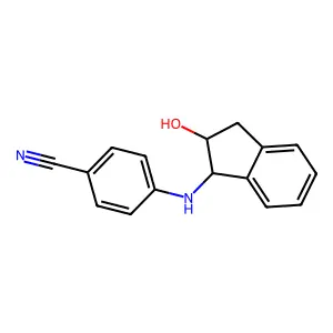 4-((2-hydroxy-2,3-dihydro-1H-inden-1-yl)amino)benzonitrile structure