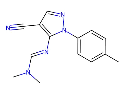 (E)-N'-[4-cyano-1-(4-methylphenyl)-1H-pyrazol-5-yl]-N,N-dimethylmethanimidamide structure