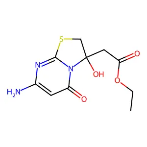 ethyl 2-(7-amino-3-hydroxy-5-oxo-2H-[1,3]thiazolo[3,2-a]pyrimidin-3-yl)acetate structure