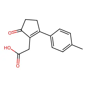 (5-Oxo-2-p-tolyl-cyclopent-1-enyl)-acetic acid structure