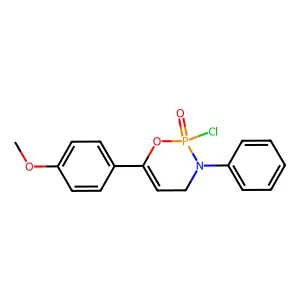 2-chloro-6-(4-methoxyphenyl)-3-phenyl-4H-1,3,2lambda5-oxazaphosphinine 2-oxide structure