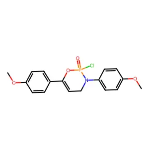 2-chloro-3,6-bis(4-methoxyphenyl)-4H-1,3,2lambda5-oxazaphosphinine 2-oxide structure
