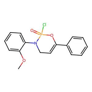 2-chloro-3-(2-methoxyphenyl)-6-phenyl-4H-1,3,2lambda5-oxazaphosphinine 2-oxide structure