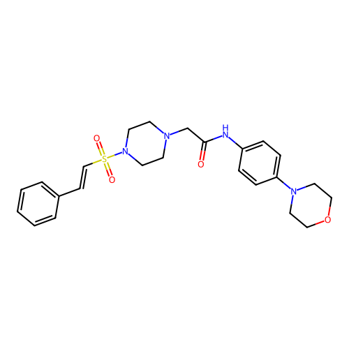 N-(4-morpholin-4-ylphenyl)-2-[4-(2-phenylethenylsulfonyl)piperazin-1-yl]acetamide structure