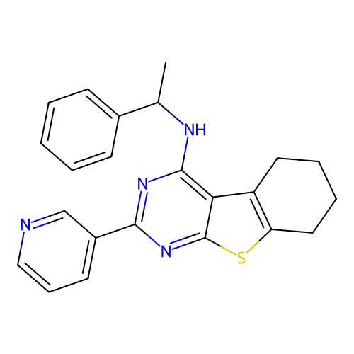 N-(1-phenylethyl)-2-pyridin-3-yl-5,6,7,8-tetrahydro-[1]benzothiolo[2,3-d]pyrimidin-4-amine structure