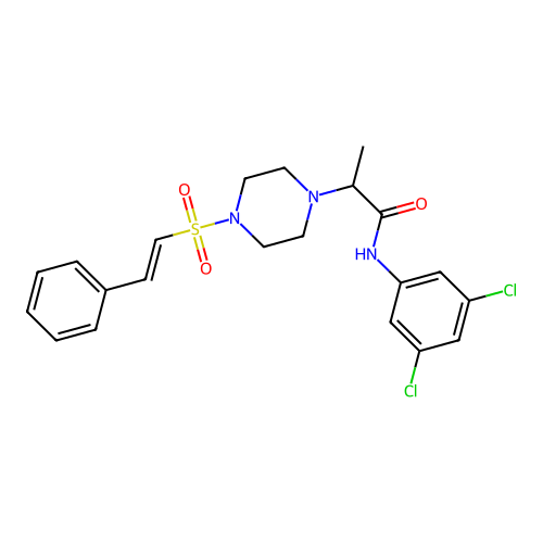 N-(3,5-dichlorophenyl)-2-[4-(2-phenylethenesulfonyl)piperazin-1-yl]propanamide structure