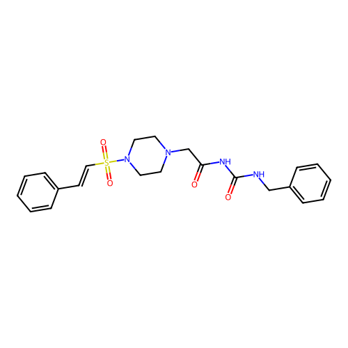 1-Benzyl-3-{2-[4-(2-phenylethenesulfonyl)piperazin-1-yl]acetyl}urea structure