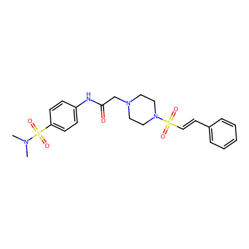 N-[4-(dimethylsulfamoyl)phenyl]-2-[4-[(E)-2-phenylethenyl]sulfonylpiperazin-1-yl]acetamide structure