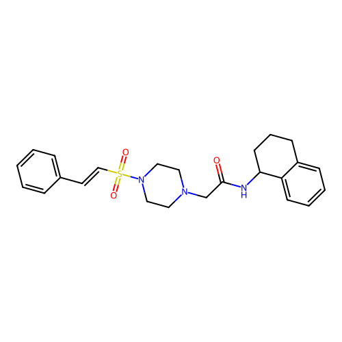 2-[4-(2-phenylethenesulfonyl)piperazin-1-yl]-N-(1,2,3,4-tetrahydronaphthalen-1-yl)acetamide structure