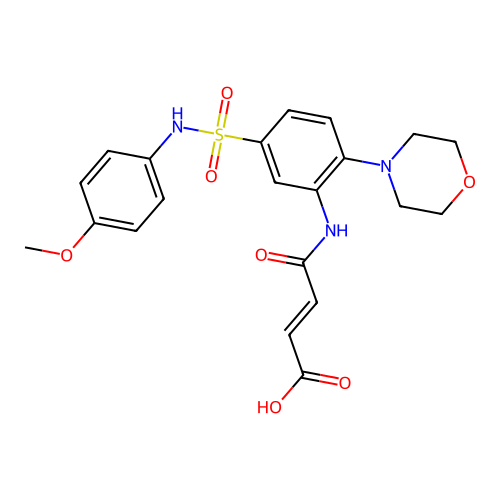 3-({5-[(4-methoxyphenyl)sulfamoyl]-2-(morpholin-4-yl)phenyl}carbamoyl)prop-2-enoic acid structure